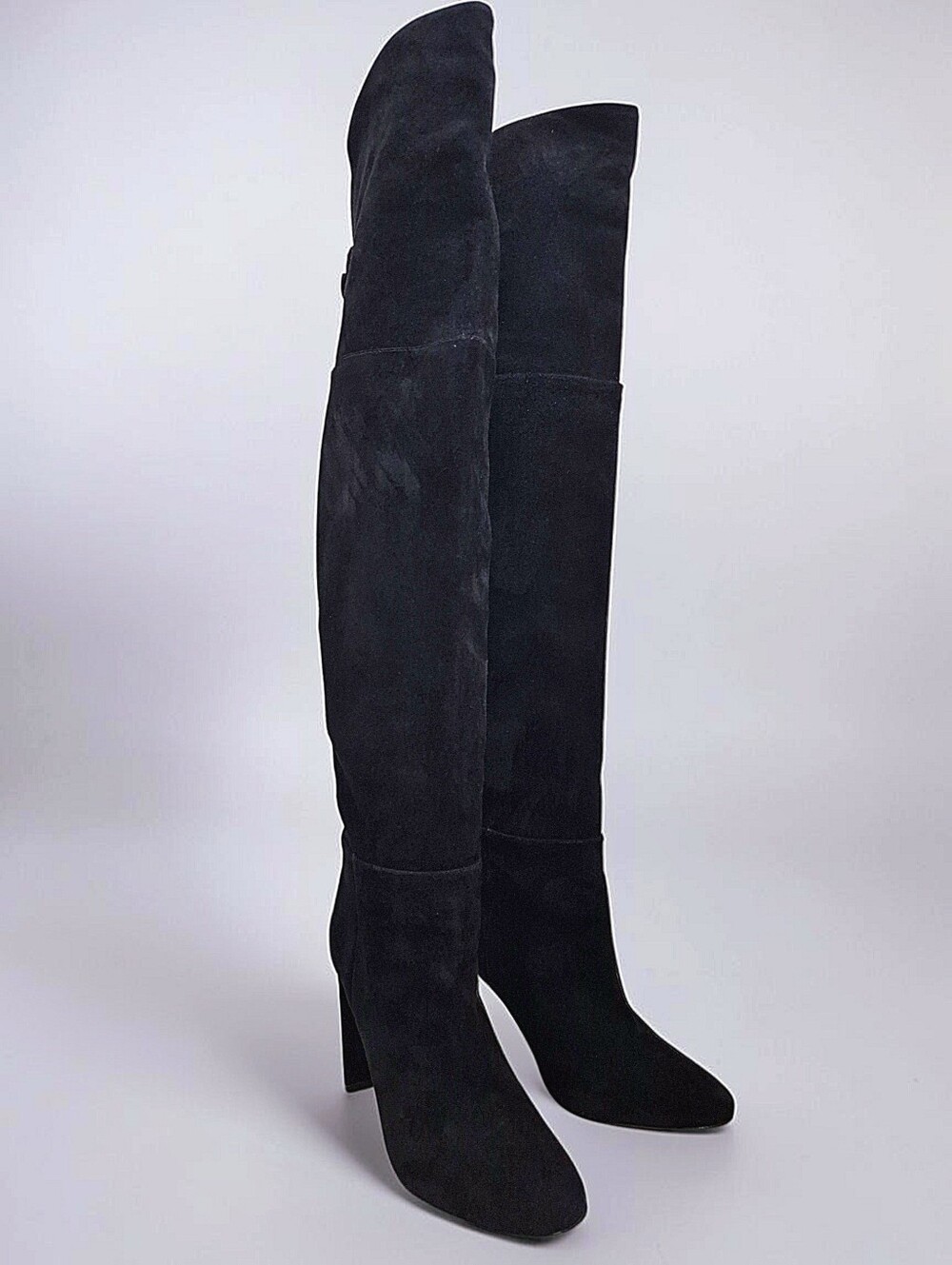 Schutz Austine Black Suede Over the Knee Boots 9 Block Heel Round Toe - Picture 13 of 16